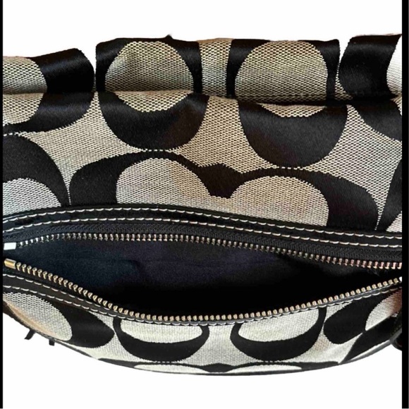 Coach Black/Gray Monogram Sling Crossbody Shoulder Bag Authentic Good Condition - Picture 5 of 10